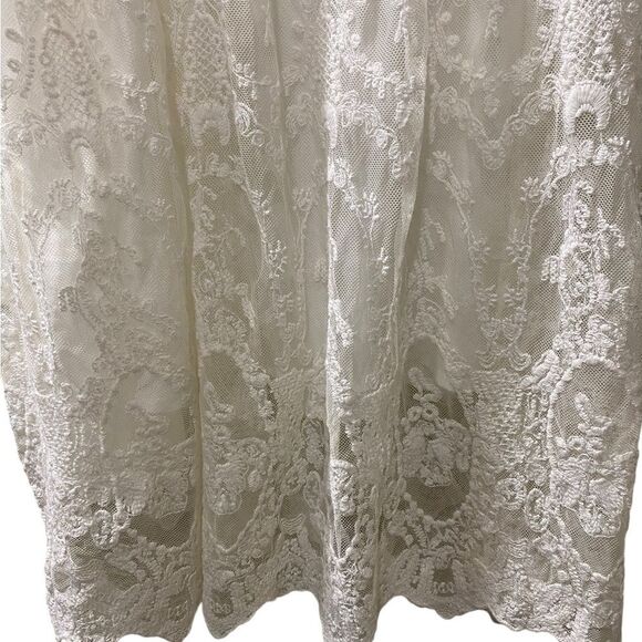 NWT Entro White Dress Embroidered Lace Overlay Crocheted Backless Babydoll - Picture 6 of 16